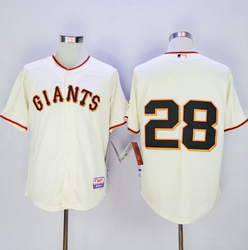 Giants #28 Buster Posey Cream Cool Base Stitched MLB Jersey - Click Image to Close